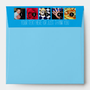 Your Photos Images and Your Greeting Text Blue Envelope