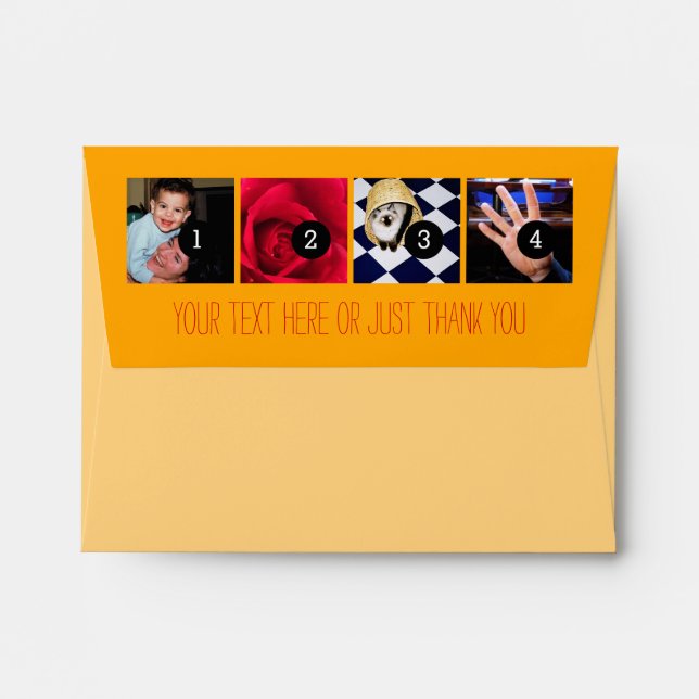 Your Photos Images Your Greeting Text Sun Yellow Envelope (Back (Top Flap))