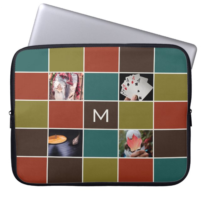 YOUR PHOTOS & MONOGRAM custom laptop sleeves (Front)