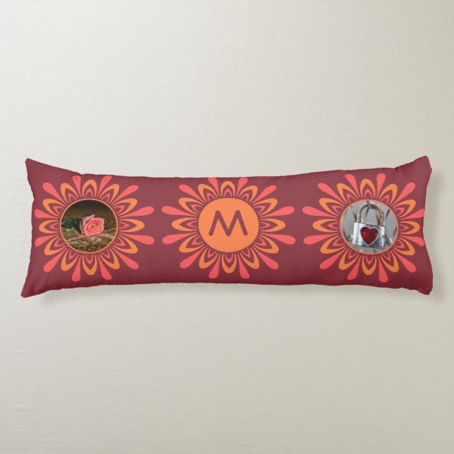 YOUR PHOTOS & MONOGRAM Stylised Sun custom pillow (Front)