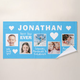 YOUR photos & names BEST DAD bath towel