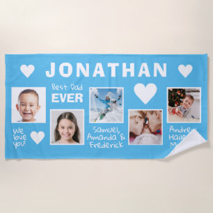 YOUR photos & names BEST DAD beach towel