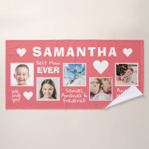 YOUR photos & names BEST MOM bath towel