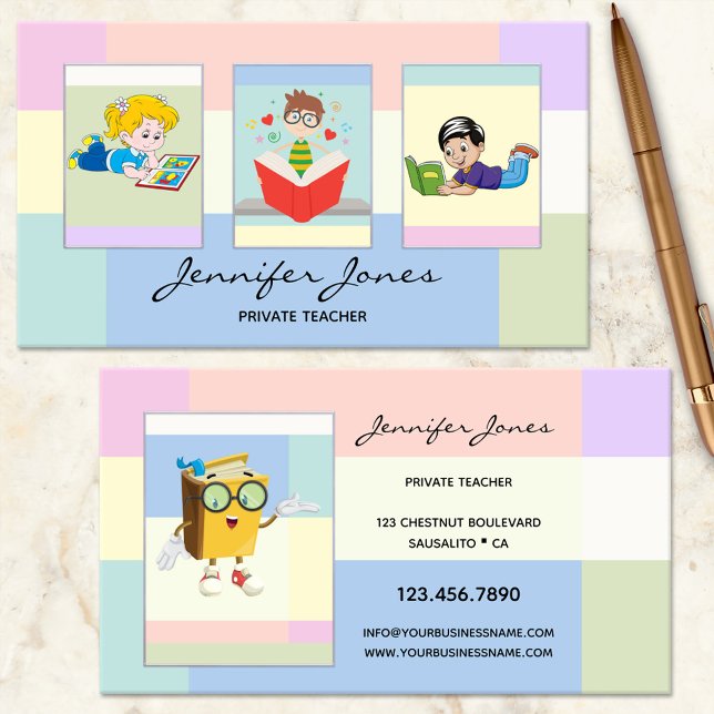 Your Photos Pastel Teacher or Child Author Business Card (Creator Uploaded)