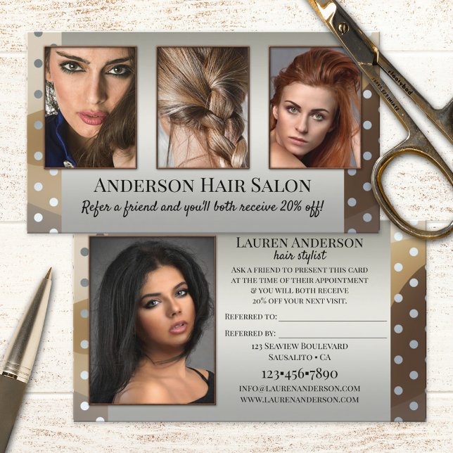 Your Photos Showcase Hair Stylist Referral Business Card (Creator Uploaded)