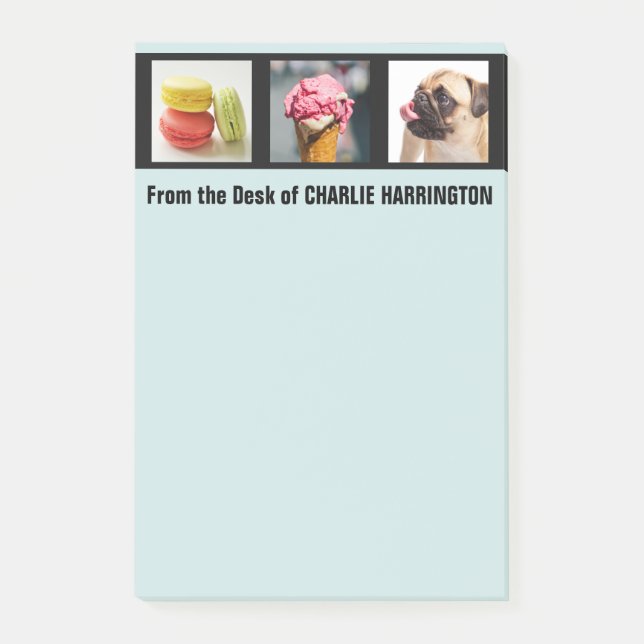 YOUR PHOTOS, TEXT & COLOR custom Post-It notes (Front)