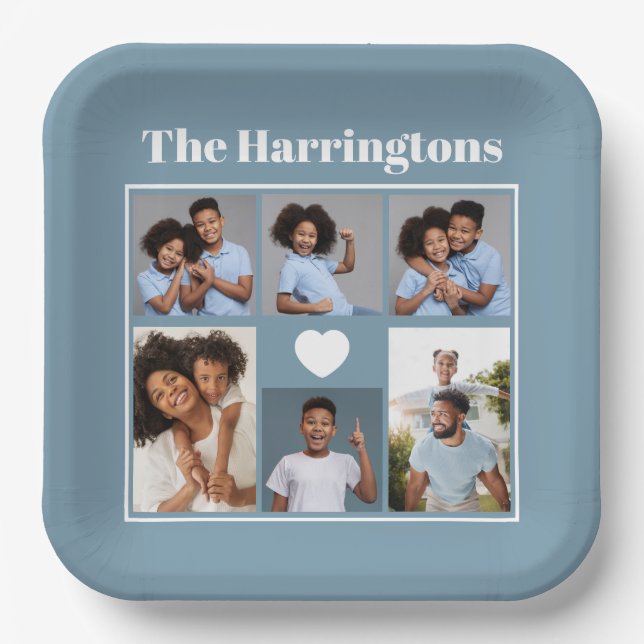 Your Photos, Text & Colour coaster set Paper Plate (Front)