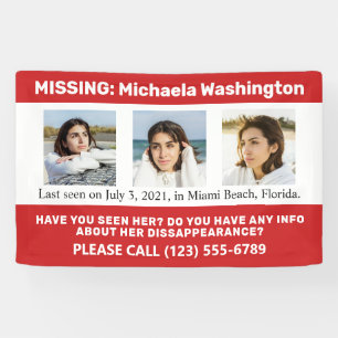 YOUR Photos & Text "MISSING PERSON" Banner