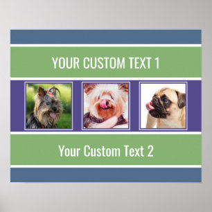 YOUR Photos & Text Striped Poster