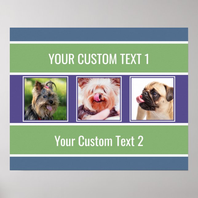 YOUR Photos & Text Striped Poster (Front)