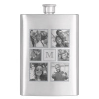 YOUR PHOTOS turn B & W custom monogram flask