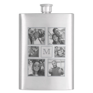 YOUR PHOTOS turn B & W custom monogram flask