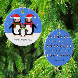 Your photos winter penguins family metal tree decoration