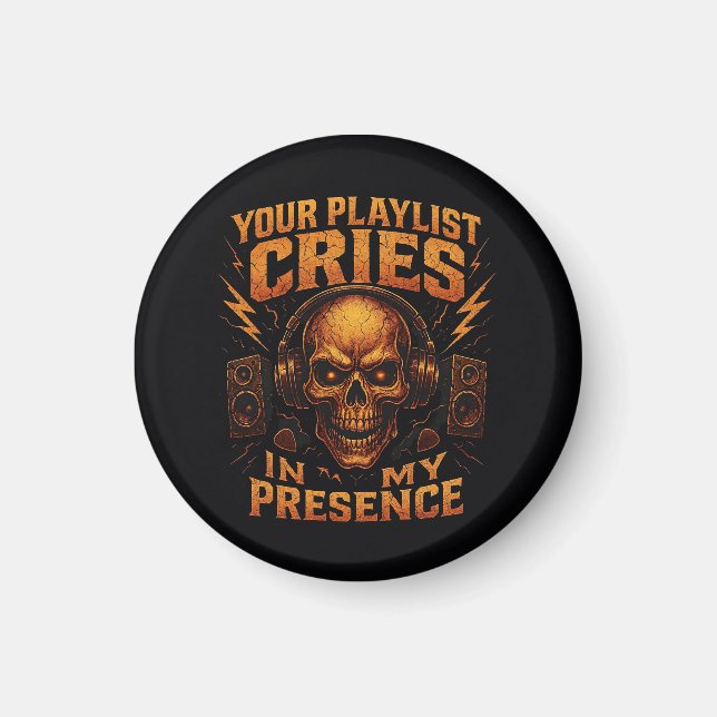Your Playlist Cries Skull Headphone Music Magnet (Front)