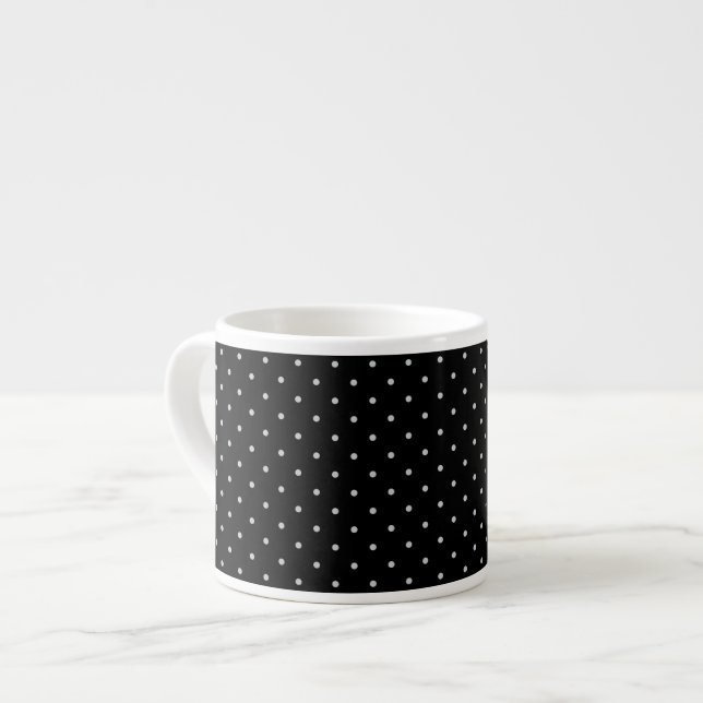 Your Polka Dots Colour on Black Click Customise Espresso Cup (Front Left)