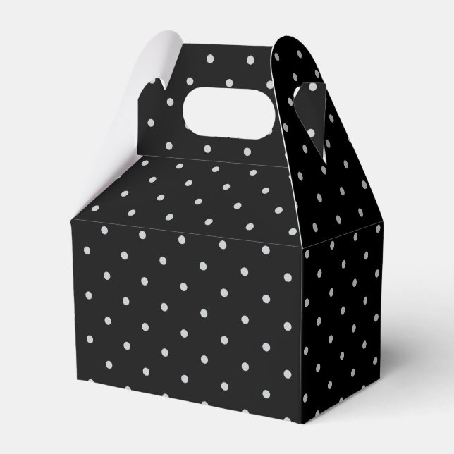 Your Polka Dots Colour on Black Click Customise Favour Box (Front Side)