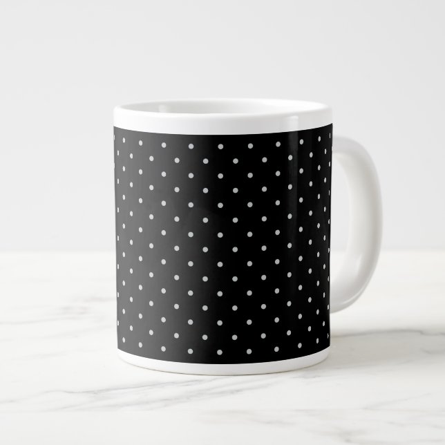 Your Polka Dots Colour on Black Click Customise Large Coffee Mug (Front Right)