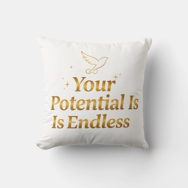Your Potential Is Endless Dove Gold Motivation Cushion (Front)