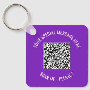 Your QR Code and Custom Text and Colour Keychain