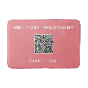 Your QR Code and Custom Text Bath Mat Choose Colou