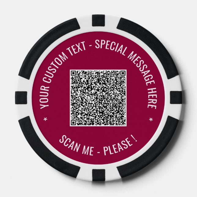 Your QR Code and Custom Text Branded Poker Chips (Front)