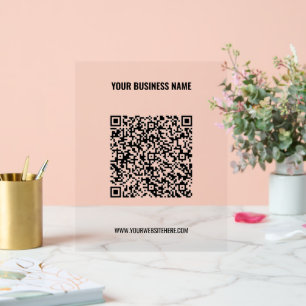 Your QR Code and Custom Text Business Acrylic Sign