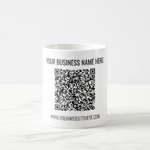 Your QR Code and Custom Text Business Coffee Mug