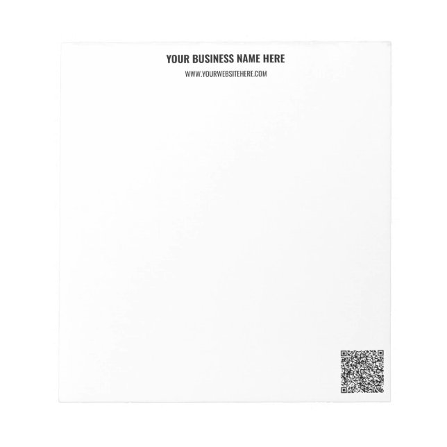 Your QR Code and Custom Text Business Notepad (Front)