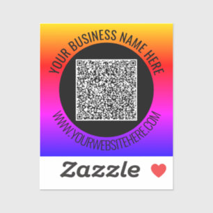 Your QR Code and Custom Text Business Sticker