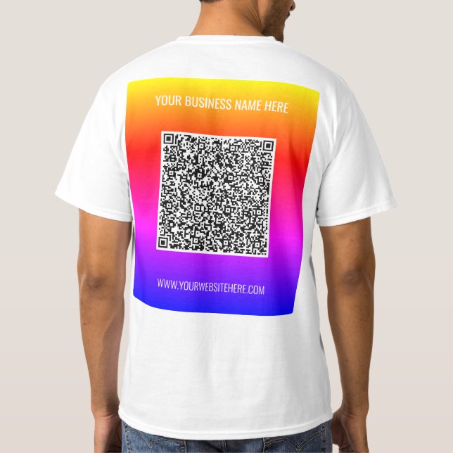 Your QR Code and Custom Text Business T-Shirt (Back)