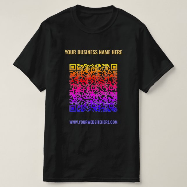Your QR Code and Custom Text Business T-Shirt (Design Front)