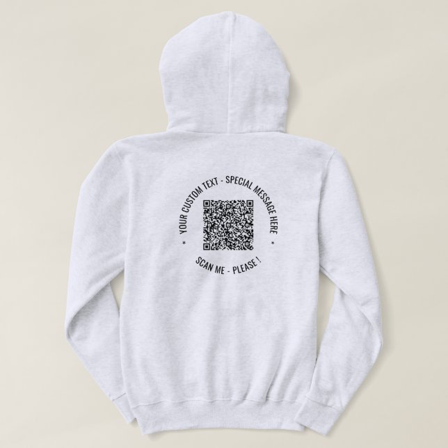 Your QR Code and Custom Text Company Hoodie (Design Back)