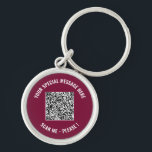 Your QR Code and Custom Text Keychain Template<br><div class="desc">Choose Colors and Fonts - Design Your Own Keychains with Your Special QR Code Scan Info and Custom Text Personalized Modern Keychain Gift - Add Your QR Code - Image or Logo - Photo / Text - Name or other info / message - Resize and Move or Remove / Add...</div>