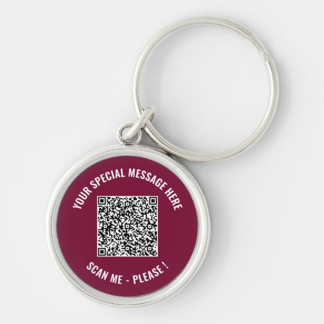 Your QR Code and Custom Text Keychain Template (Front)