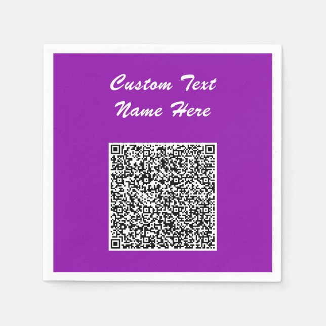 Your QR Code and Custom Text Napkins Choose Colour (Front)
