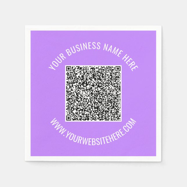 Your QR Code and Custom Text Napkins Example (Front)