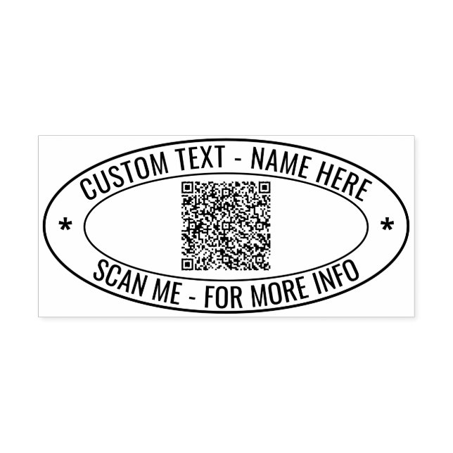 Your QR Code and Custom Text Oval Stamp Template (Imprint)