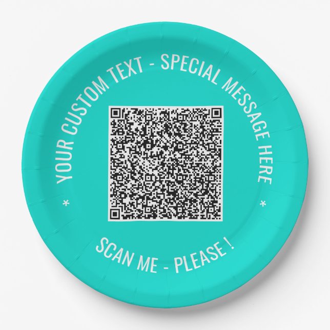 Your QR Code and Custom Text Paper Plates Template (Front)