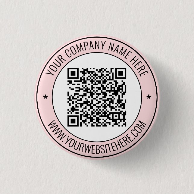 Your QR Code and Custom Text Personalised Button (Front)