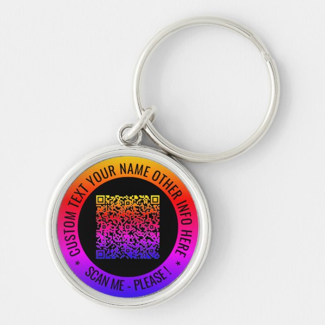 Your QR Code and Custom Text Personalised Keychain (Front)