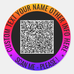 Your QR Code and Custom Text Personalised Stickers