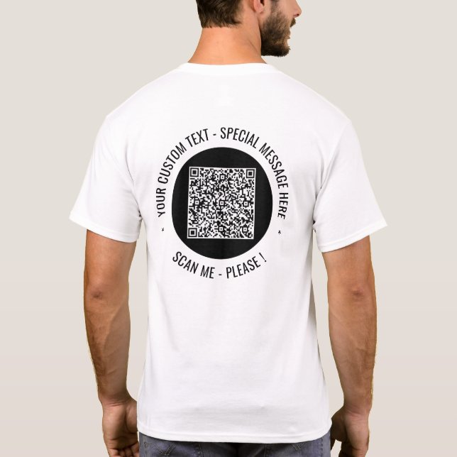 Your QR Code and Custom Text Personalised T-Shirt (Back)