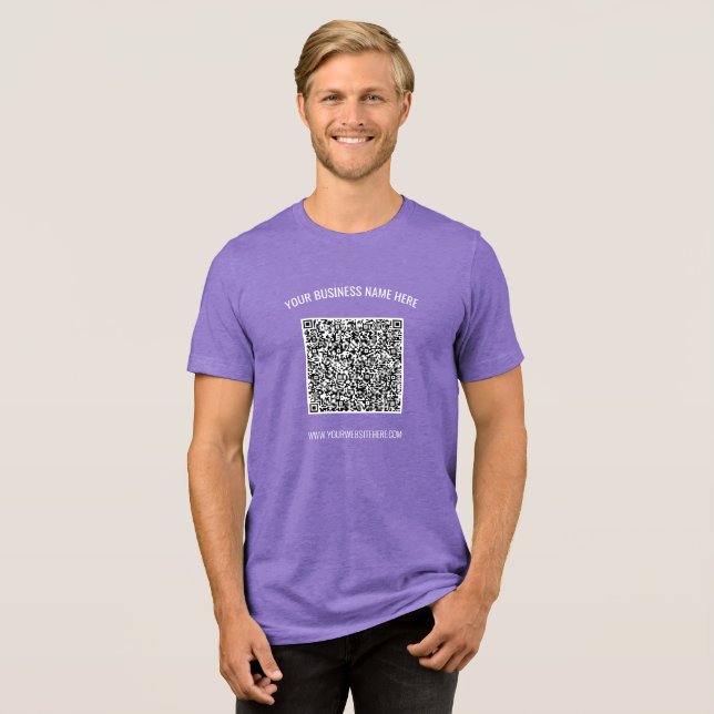 Your QR Code and Custom Text Personalised T-Shirt Tri-Blend Shirt (Front Full)