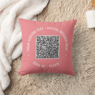 Your QR Code and Custom Text Pillow Choose Colours