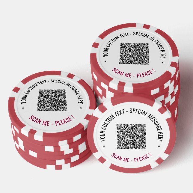 Your QR Code and Custom Text Poker Chips Example (Stack)