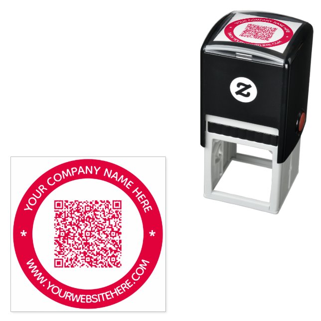 Your QR Code and Custom Text Round Colour Stamp (In Situ)