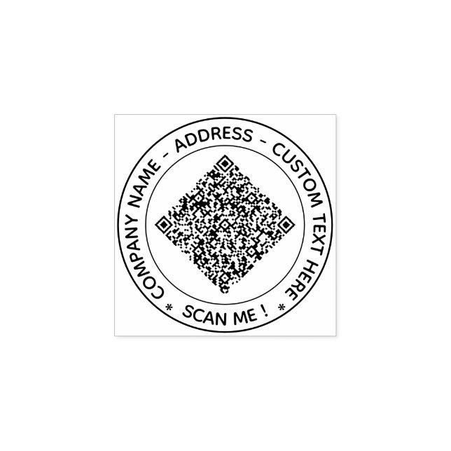 Your QR Code and Custom Text Round Rubber Stamp (Imprint)