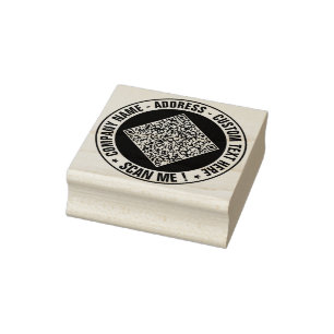 Your QR Code and Custom Text Round Rubber Stamp