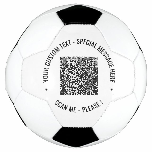 Your QR Code and Custom Text Soccer Ball Example (Front)
