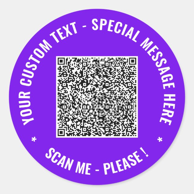 Your QR Code and Custom Text Sticker Choose Colour (Front)